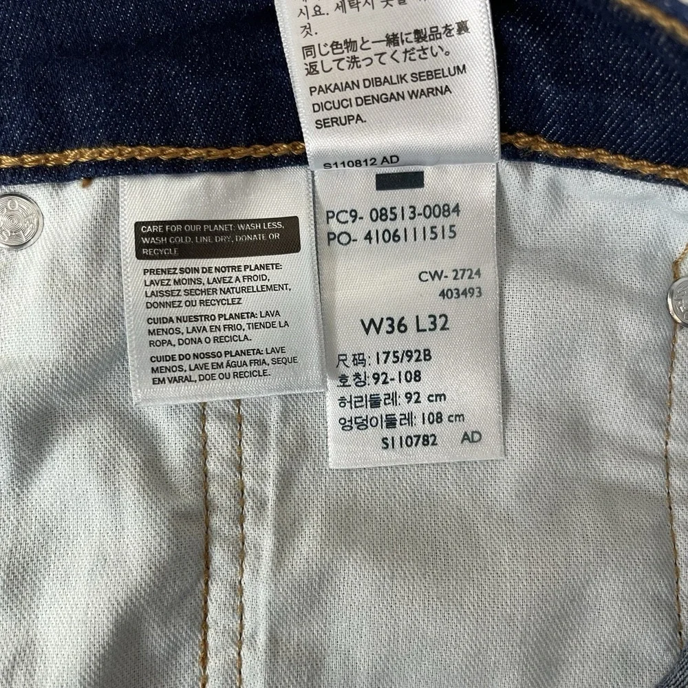 Levis 513 Jeans Mens 36x32 Blue Slim Straight Dark Wash Stretch Denim Preppy NEW